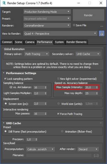 Comparison screenshot GI vs AA Balance and Light Samples Multiplier in Corona 1.7 and Corona 2
